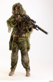 Andrew Elliott in Ghillie Aiming Gun aiming gun standing whole…